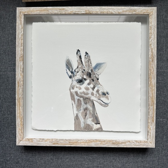 Framed Print (2) Set “All About Giraffe” Floating Print - Marmont Hill Art 11x11 - Picture 2 of 8